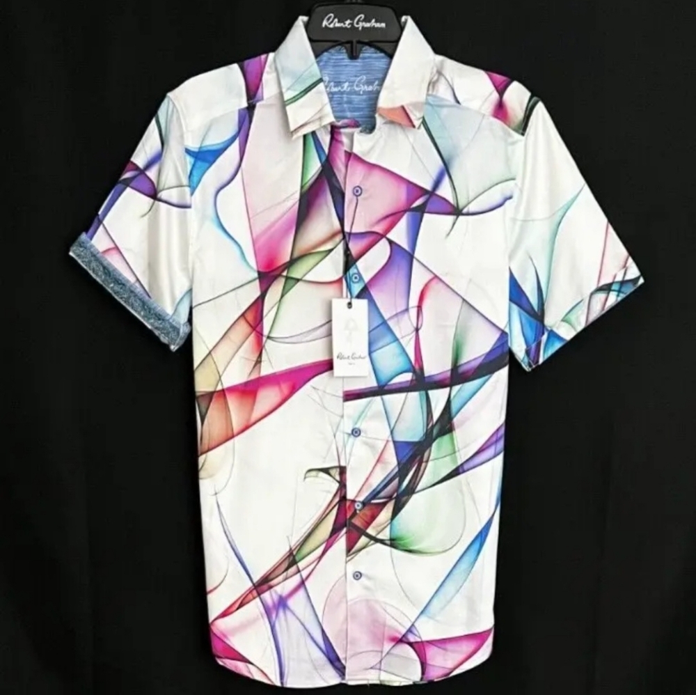 Robert Graham men color full short sleeve shirt size S
